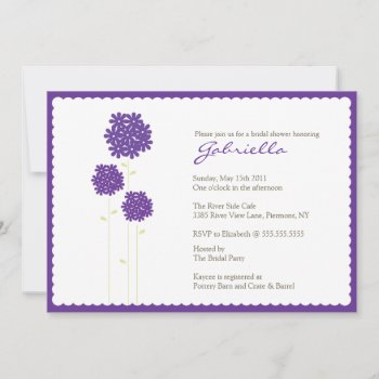 Stylish Purple Flowers Bridal Shower Invite by celebrateitweddings at Zazzle