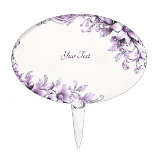 Stylish Purple Flowers Cake Topper