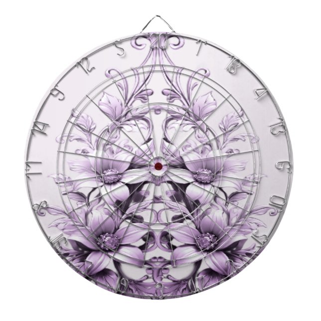 Stylish Purple Flowers Dartboard (Front)