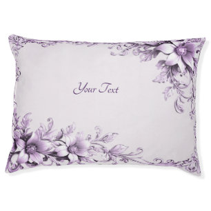 Stylish Purple Flowers Dog Bed