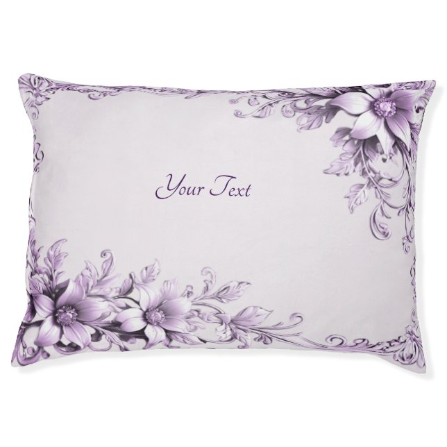 Stylish Purple Flowers Dog Bed (Front)