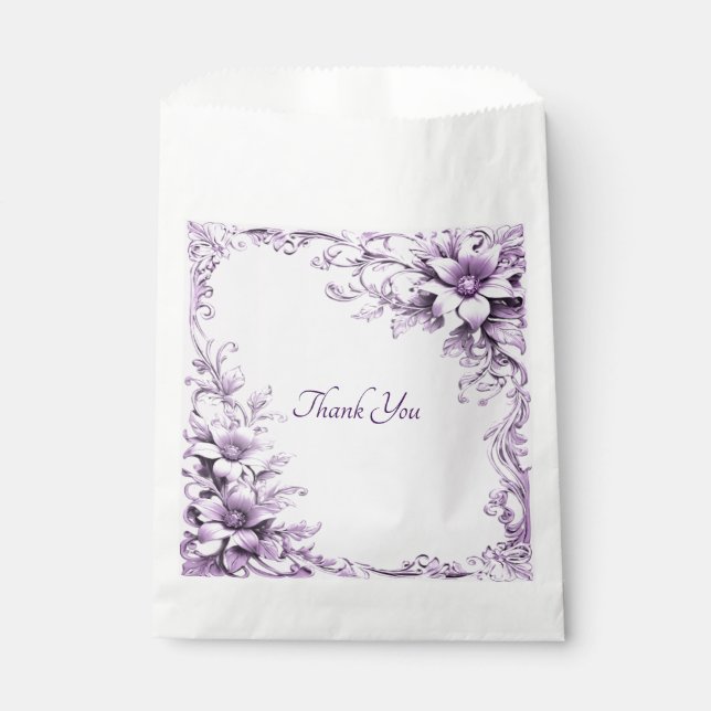 Stylish Purple Flowers Favor Bag (Front)
