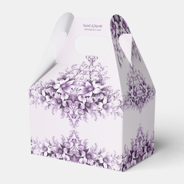 Stylish Purple Flowers Favor Box (Front Side)