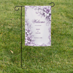 Stylish Purple Flowers Garden Flag