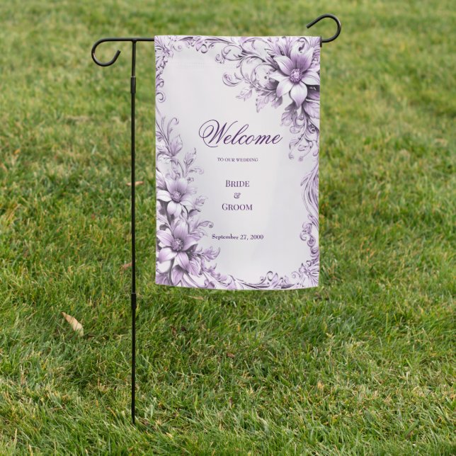 Stylish Purple Flowers Garden Flag (In SItu)