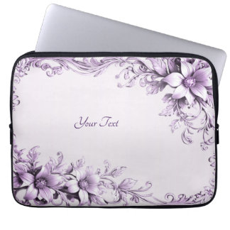 Stylish Purple Flowers Laptop Sleeve