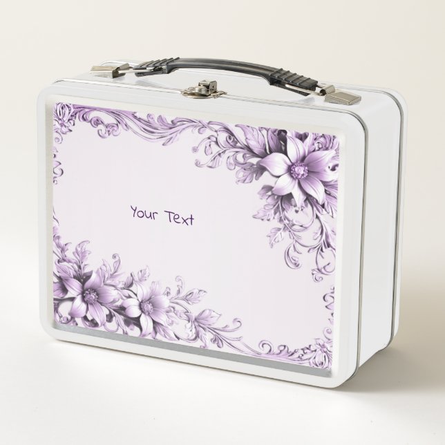 Stylish Purple Flowers Lunch Box (Front)