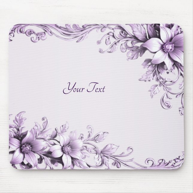 Stylish Purple Flowers Mousepad (Front)