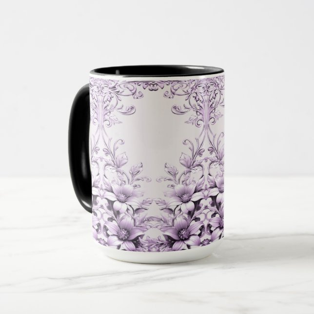 Stylish Purple Flowers Mug (Front Left)