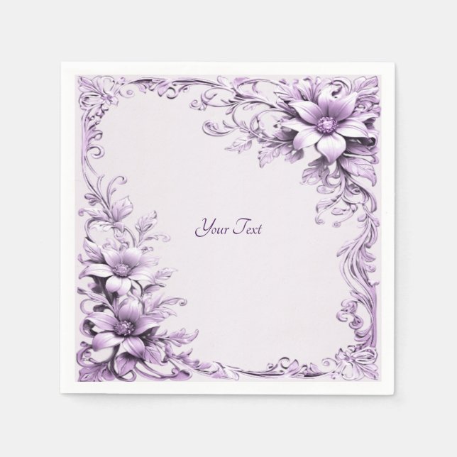 Stylish Purple Flowers Napkins (Front)