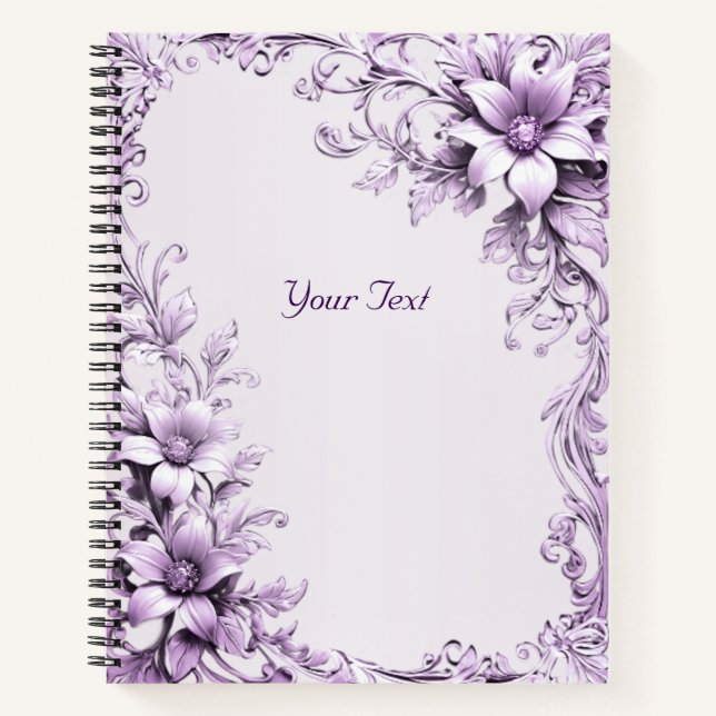 Stylish Purple Flowers Notebook (Front)