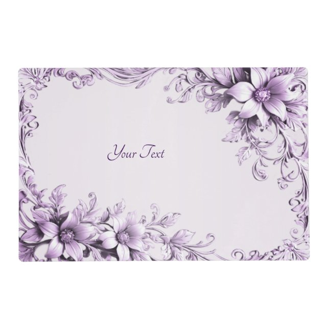Stylish Purple Flowers Paper Placemat (Front)