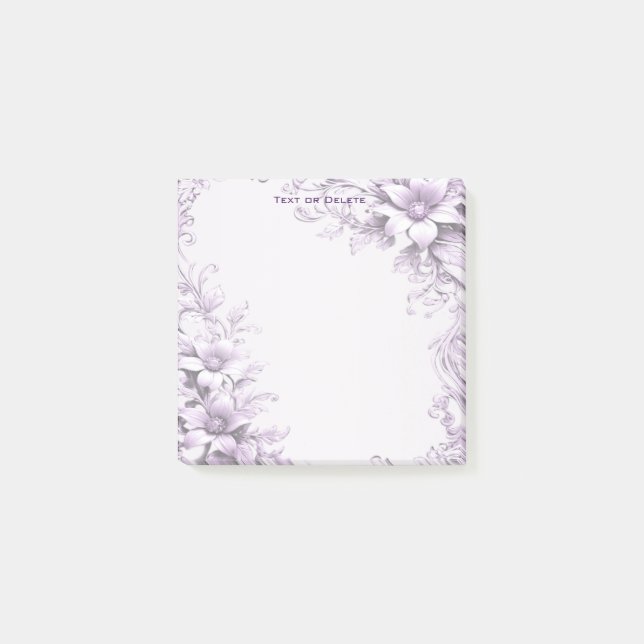 Stylish Purple Flowers Post it Notes (Front)