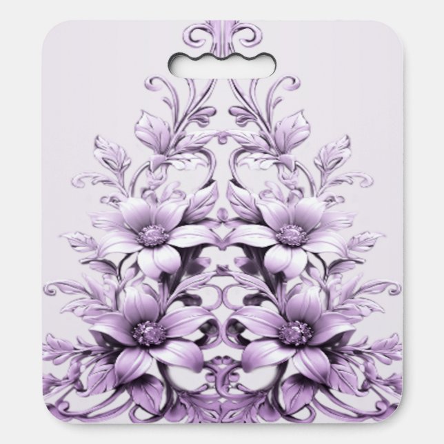 Stylish Purple Flowers Stadium Seat Cushion (Front Vertical)