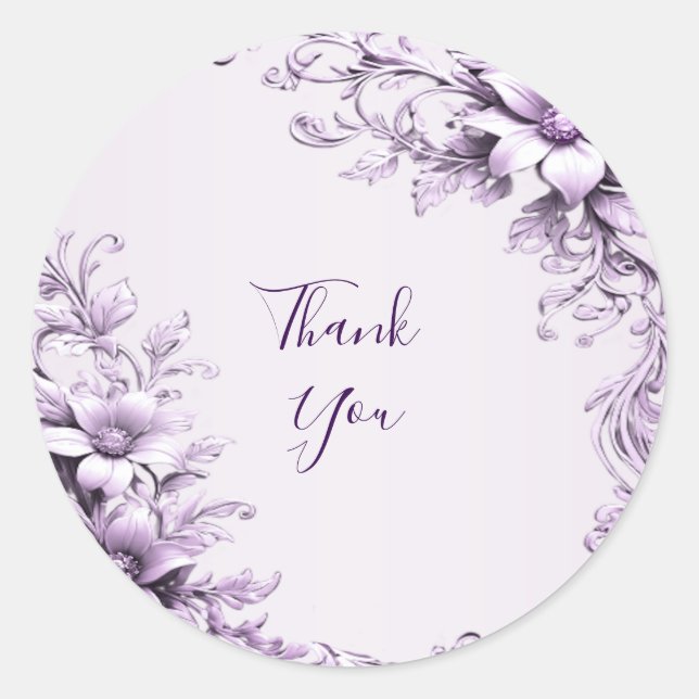 Stylish Purple Flowers Sticker (Front)