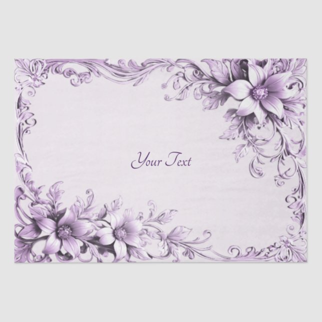 Stylish Purple Flowers Tissue Paper (Front)