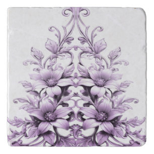 Stylish Purple Flowers Trivet