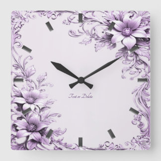 Stylish Purple Flowers Wall Clock