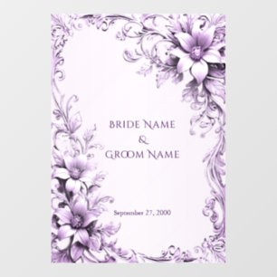 Stylish Purple Flowers Wedding Floor Decal