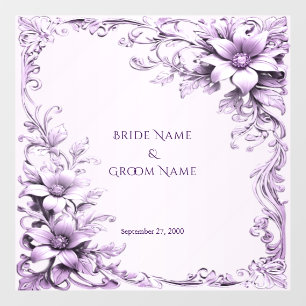 Stylish Purple Flowers Wedding Floor Decal