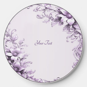 Stylish Purple Flowers Wireless Charger
