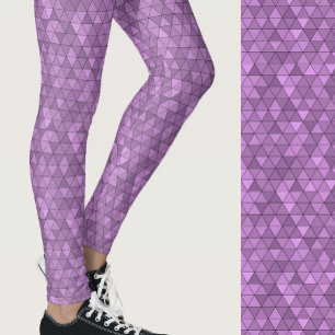 Stylish purple geometric modern patterned leggings