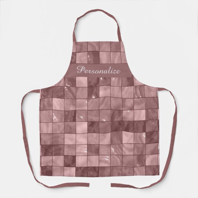 Stylish Purple Geometric Tile Design Pattern Apron (Front)
