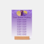 Stylish Purple Glitter &amp; Balloons Table Number  Holder