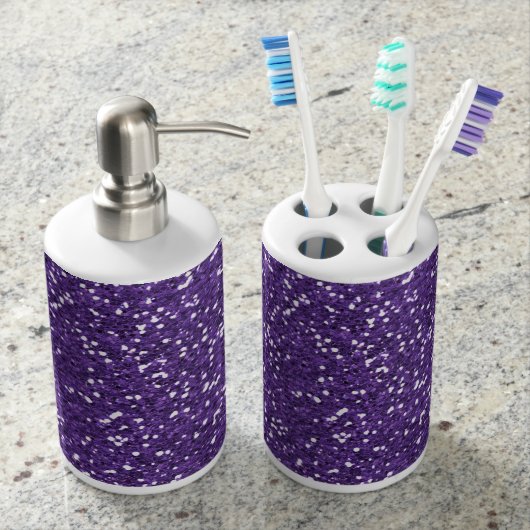 Stylish Purple Glitter Bathroom Set (Front)