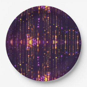 Stylish Purple Glitter Gold Mogern Sparkl Paper Plates