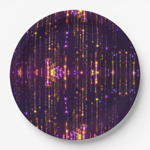 Stylish Purple Glitter Gold Mogern Sparkl  Paper Plates