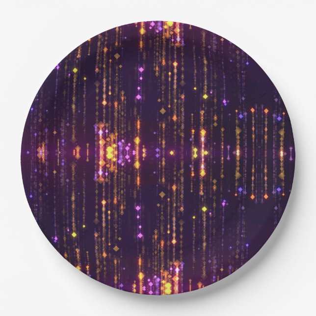 Stylish Purple Glitter Gold Mogern Sparkl  Paper Plates (Front)