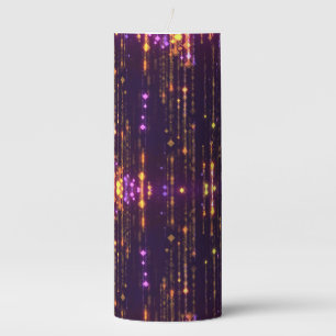 Stylish Purple Glitter Gold Mogern Sparkl Pillar Candle
