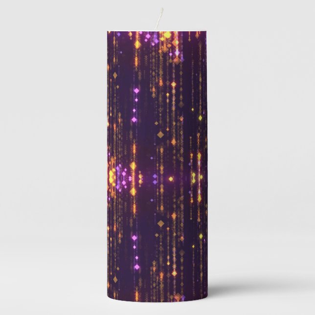 Stylish Purple Glitter Gold Mogern Sparkl Pillar Candle (Front)