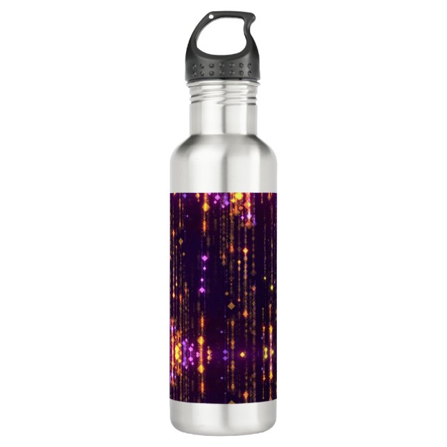 Stylish Purple Glitter Gold Mogern Sparkl Stainless Steel Water Bottle (Front)