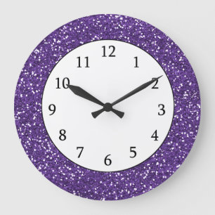 Stylish Purple Glitter Large Clock