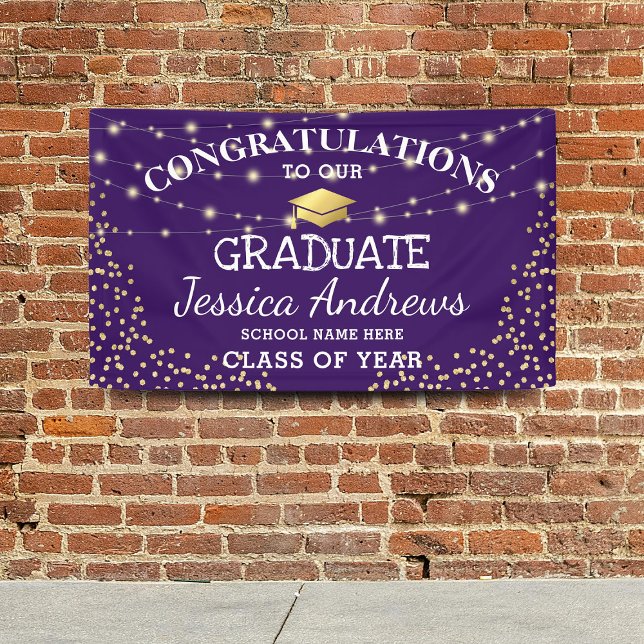 Stylish Purple & Gold Class of 2026 Graduation Banner (Creator Uploaded)