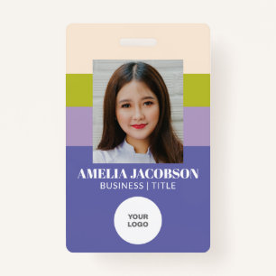Stylish Purple Green Employee Photo ID and Logo Badge