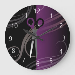 stylish purple hair salon clock