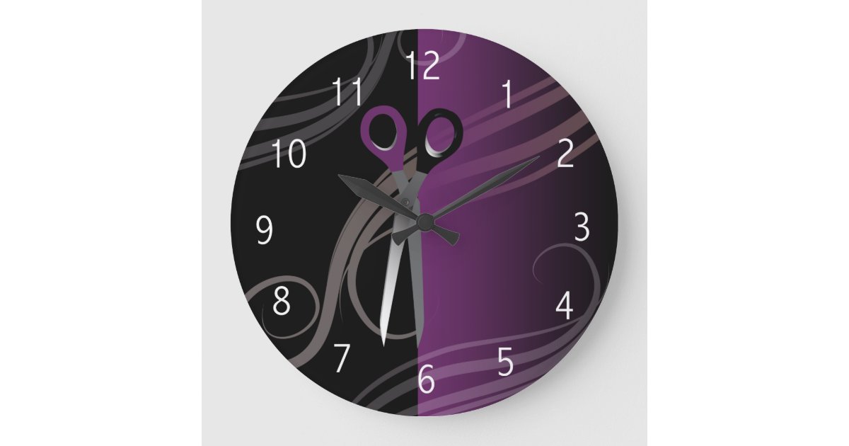 stylish purple hair salon clock Zazzle