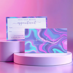 Stylish Purple Iridescent Holographic Beauty Salon Appointment Card