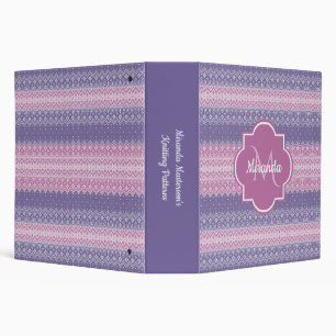 Stylish Purple Knit Pattern With Monogram and Name Binder