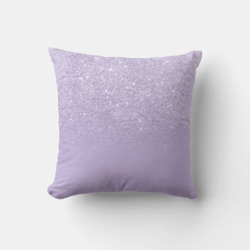 Stylish purple lavender glitter ombre color block throw pillow