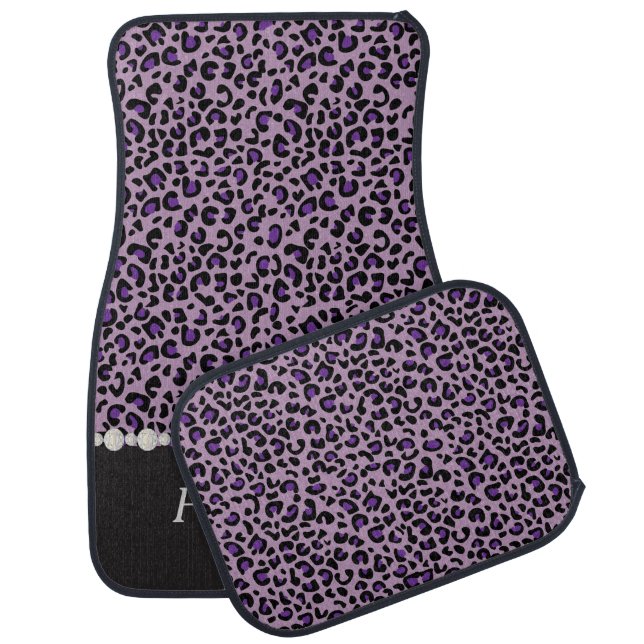 Stylish Purple Leopard Animal Print | Personalize Car Floor Mat (Set)