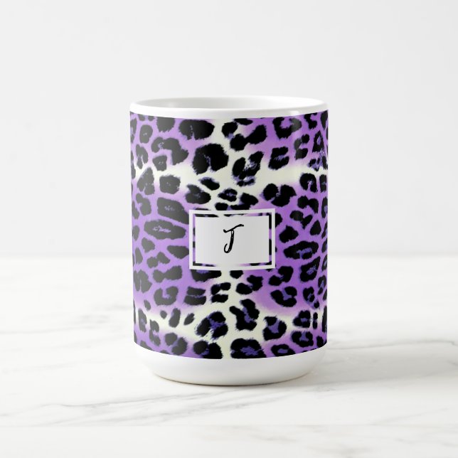 Stylish Purple Leopard Animal Print Personalized Coffee Mug (Center)