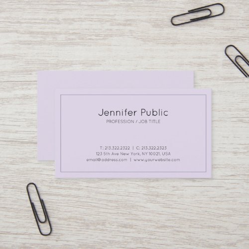 Stylish Purple Modern Design Luxury Silk Finish Business Card