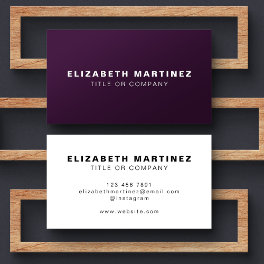 Stylish Purple Modern Front and Back Personalized Business Card