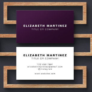 Stylish Purple Modern Front and Back Personalized Business Card