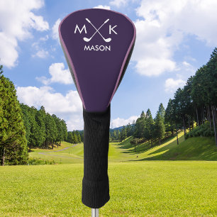 Stylish Purple Modern Golf Logo Personalized Golf Head Cover