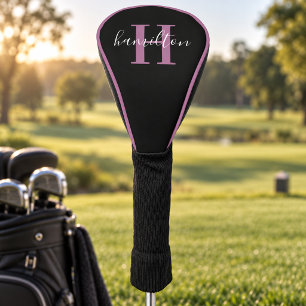 Stylish Purple Monogram Name Initial Golf Head Cover